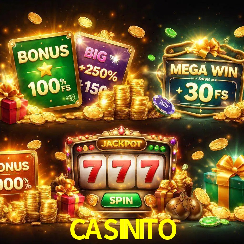 Tipos de bonos CASINITO incluyendo recompensas de bienvenida y promociones continuas