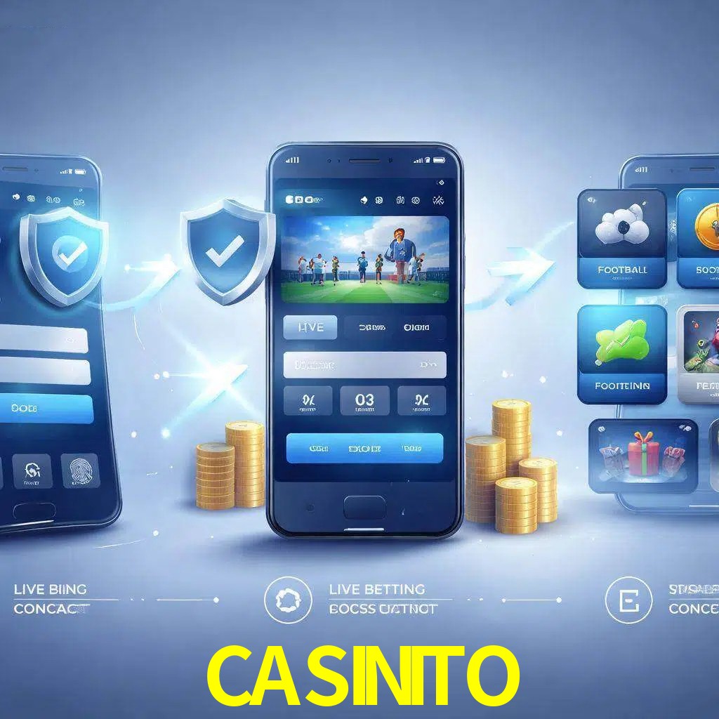 Pasos de acceso a la app CASINITO en pantalla de teléfono móvil