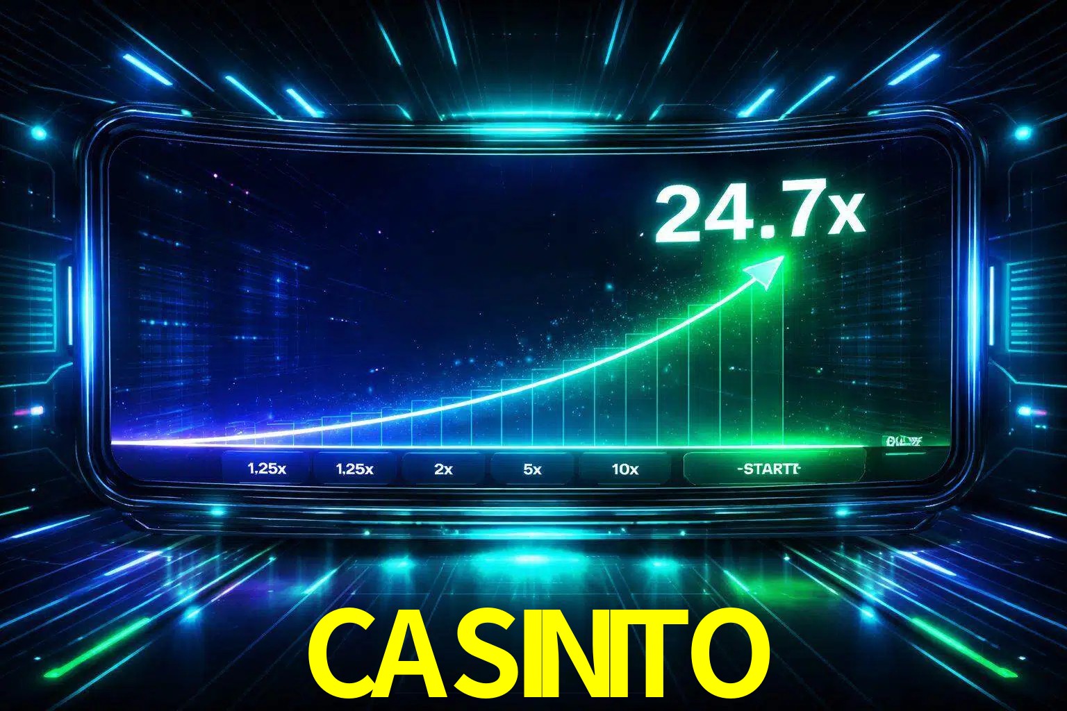 Una pantalla moderna de juego estilo crash con multiplicadores ascendentes, visuales de neón y una interfaz intensa enfocada en la acción.